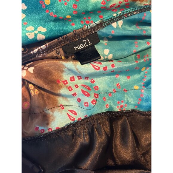 Y2K Satin Slip Dress XL Babydoll Boho Print Adjustable Straps Festival - Picture 10 of 10